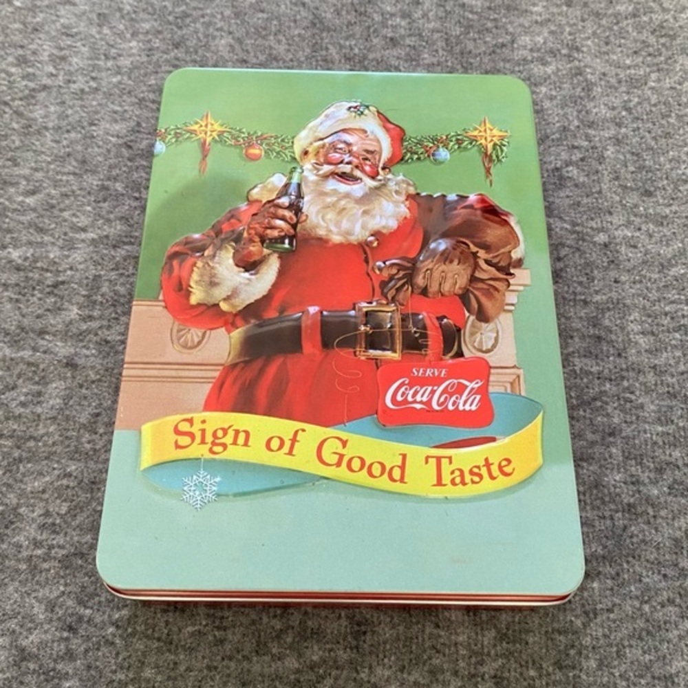 Coca Cola Christmas Tin‎ With Cards New In Box Sign Of Good Taste